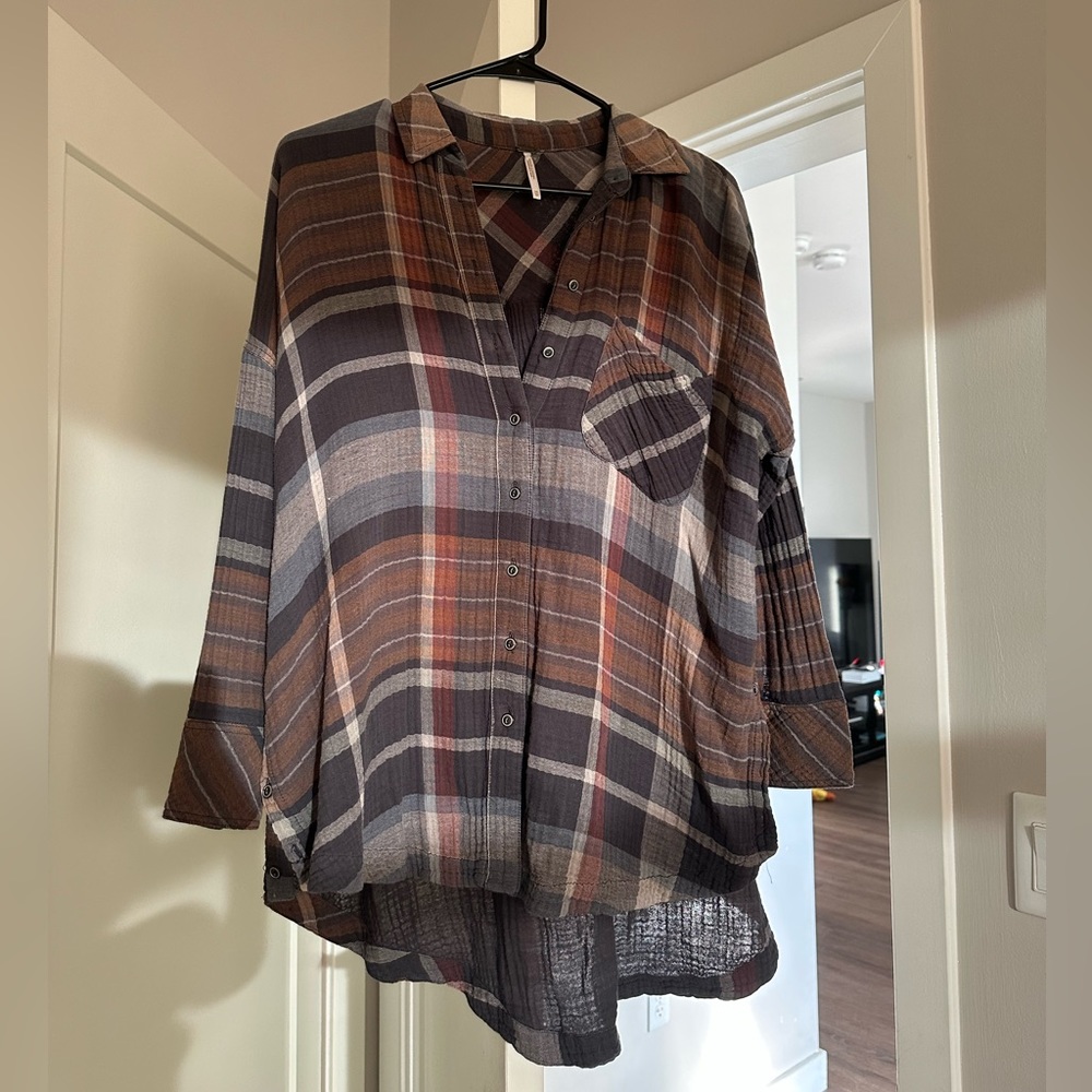 Free People Oversized Plaid Shirt
